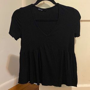 Brit + Bri Black Short Sleeve Peplum Top — Size Large